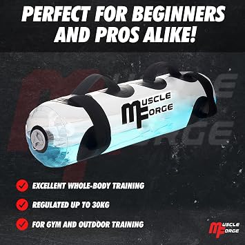 Aqua Bag 15/20/25/30kg – Adjustable Water Weights for Full Body Workout, Aqua Training Bag for Core Strength, Stability and Balance, Portable Water Filled Kettlebell for Home & Gym