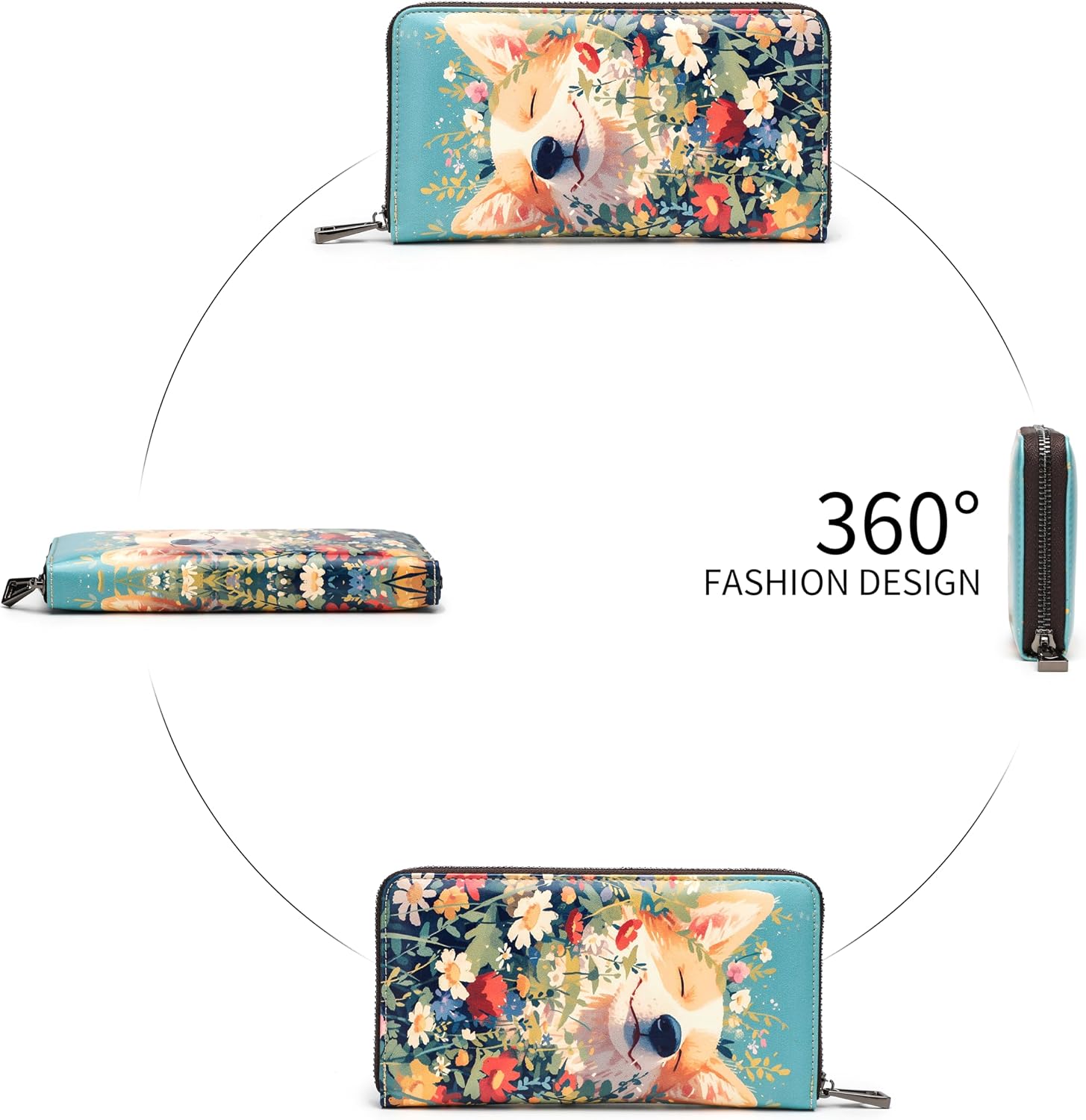 Womens Wallet RFID Credit Card Holder Travel Leather Zipper Wallets for Women image 2