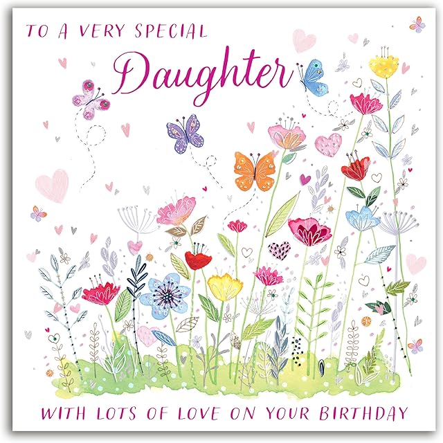 The Heritage Press 'To a Very Special Daughter' - Florarl Greeting Card with Pretty Foil Finish and Envelope for Daughter from Mum and Dad - Made in UK - 160X160mm