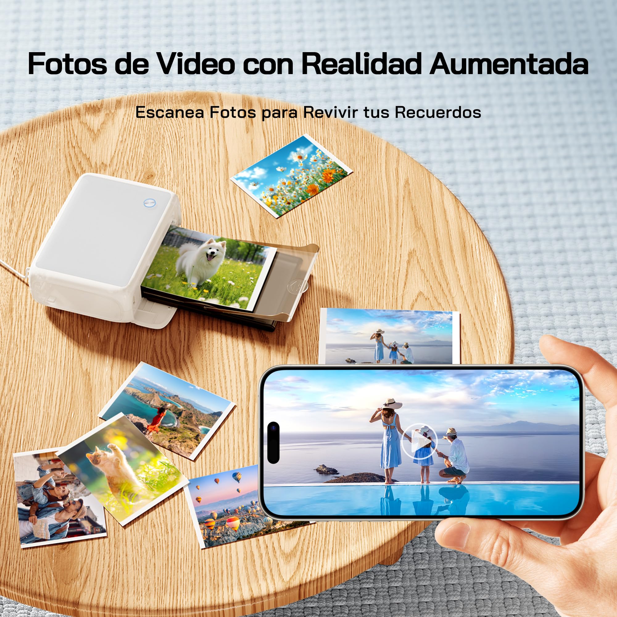 WOLFANG Impresora fotográfica instantánea de 54 Hojas (4 x 6 Pulgadas), Compatible con conexión WiFi, Aplicaciones Creativas de edición de Fotos, para Smartphones iOS/Android