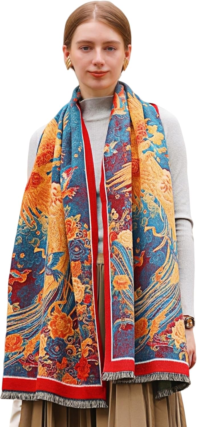 Wander Agio Winter Pashmina Shawls and Wraps Blanket Fashion Shawl Decoration Scarves Handmade Embroider Womens Paisley Scarf