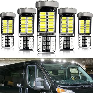 White LED Cab Roof Marker Lights Bulbs for RAM 2014-2024 ProMaster 1500, ProMaster 2500, ProMaster 3500 Front Top Clearance Marker Running Lamps, 5pcs White LED OEM Bulbs Replacement