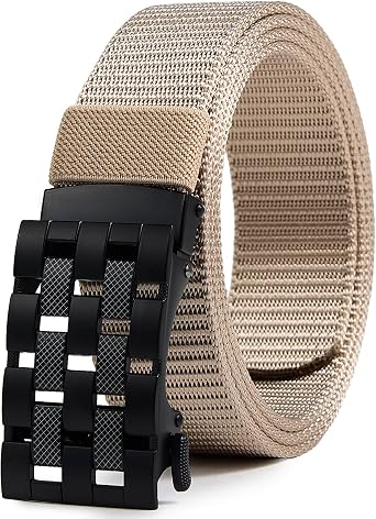 Mens Ratchet Web Belts,Outdoors Hiking Tactical Belt for Men,Nylon No Holes Golf Belts with Automatic Buckle