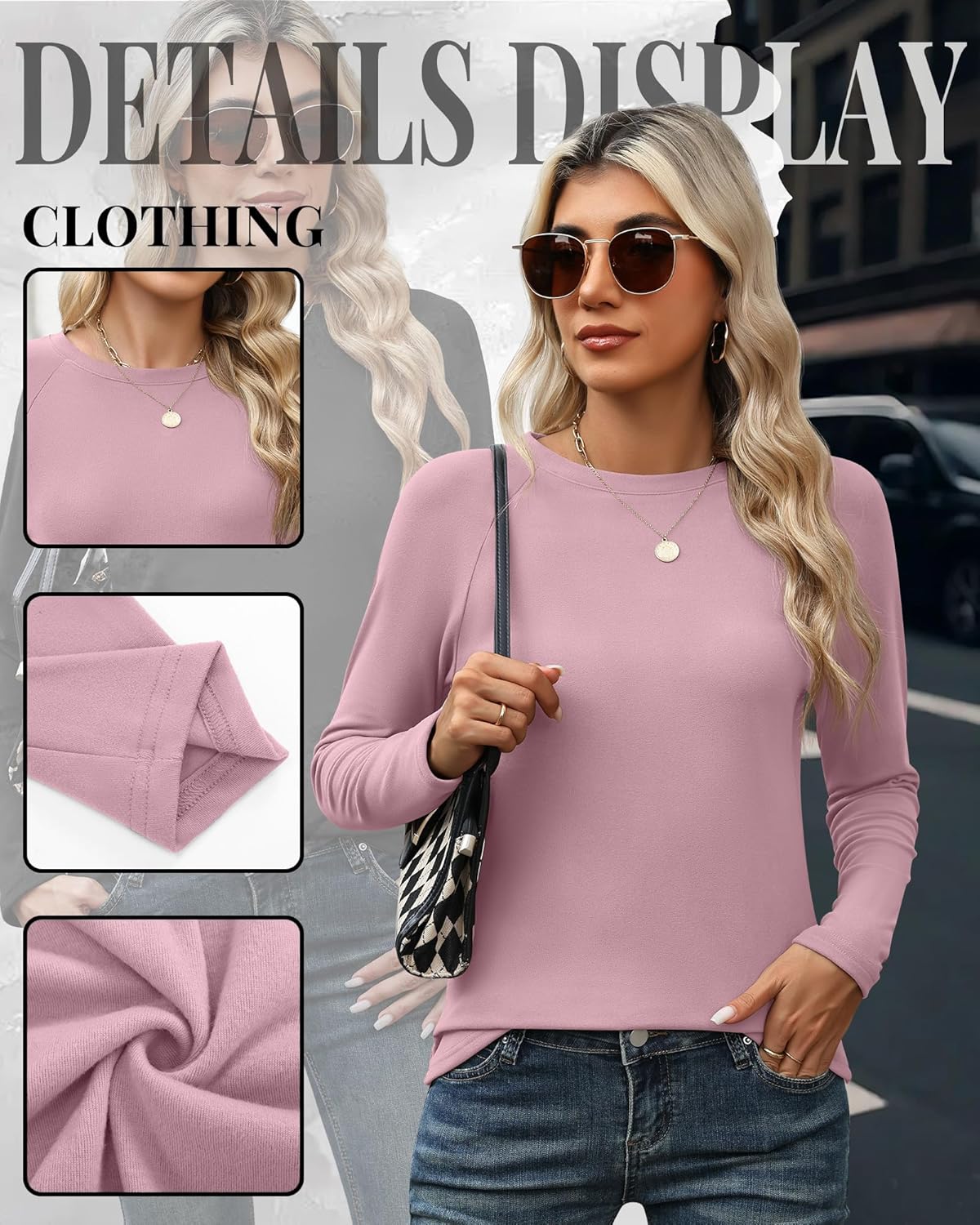 5 Pack Women's Thermal Shirts Long Sleeve Fleece Lined Crew Neck Undershirts Warm Raglan Tops Winter Base Layer - Image 5