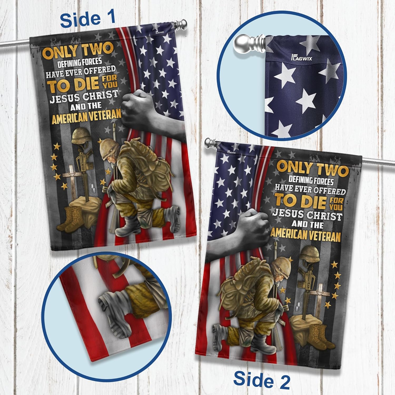 FLAGWIX Army Veteran Flag - House Flags for Outside 29.5"x39.5" - Veteran Gifts for Men Women, 4th of July Memorial Day Decorations for Garden Decor, Christian Flag for Veterans Day