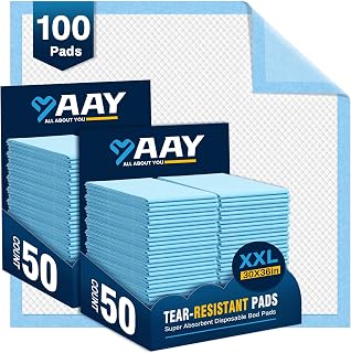 AAY Disposable Bed Pads 30"X36" (100pcs) Tear-Resistant Cloth Backing Underpads Super Absorbent Pee Pads Extra Large Premium Chucks for Adults Incontinence Pads Waterproof for Elderly, Kids or Puppy