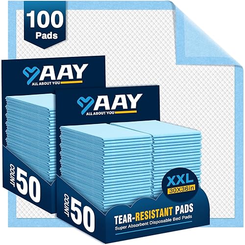 AAY Disposable Bed Pads 30"X36" (100pcs) Tear-Resistant Cloth Backing Underpads Super Absorbent Pee Pads Extra Large Premium Chucks for Adults Incontinence Pads Waterproof for Elderly, Kids or Puppy