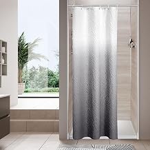 MitoVilla Grey Ombre Modern Small Stall Shower Curtain 36 x 72, Farmhouse Narrow Half Size Shower Curtains for Bathroom Decor, 3D Waves Embossed Marble Textured Cloth Shower Curtain 36 inch