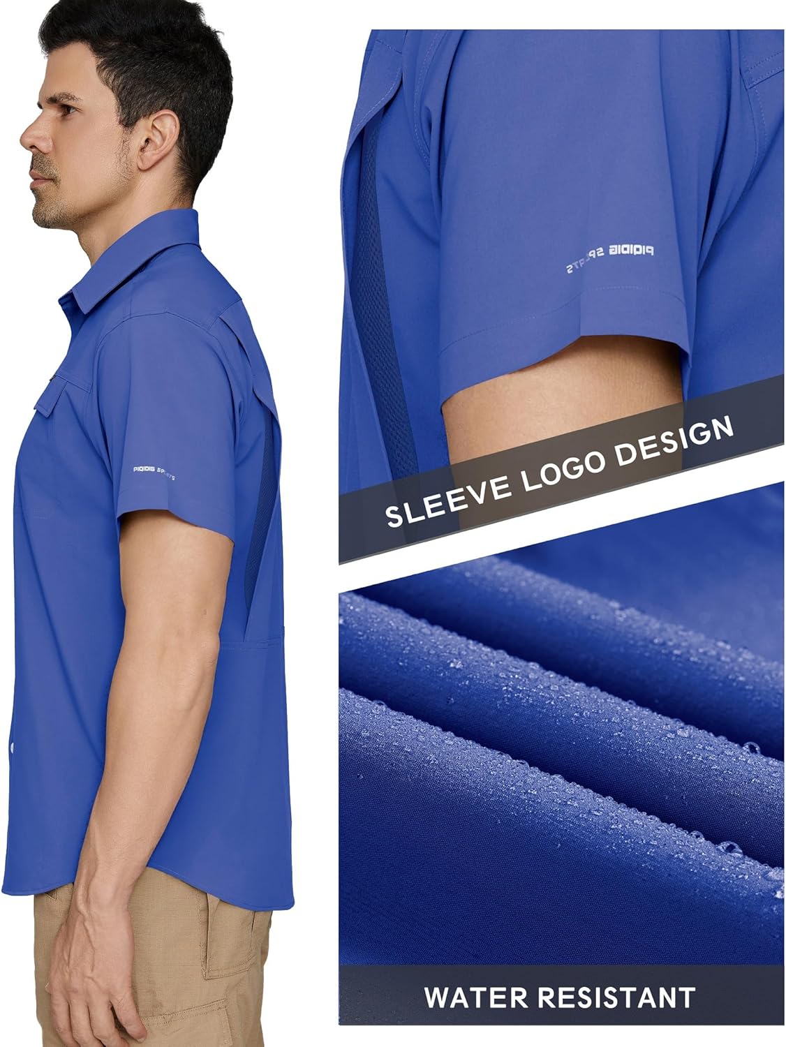 PIQIDIG Men's UPF 50+ Sun Protection Shirt Short Sleeve Hiking Fishing Shirt Quick Dry for Safari Travel Button Down Shirts - Image 4