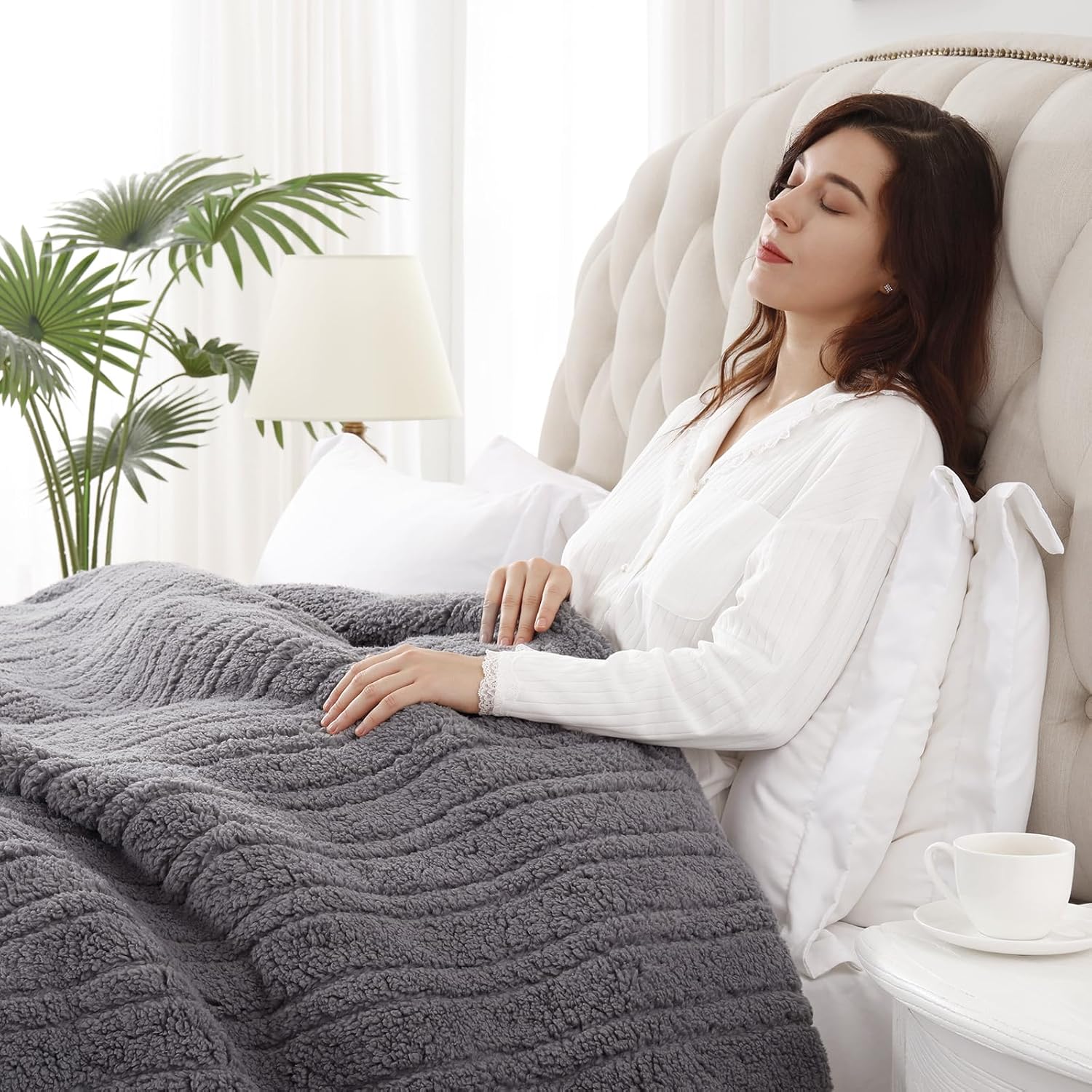 Westinghouse Electric Blanket Full Size, Soft Plush Sherpa Heated Blanket with 10 Heating Levels & 1-12 Hours Auto-Off, Machine Washable, 80x84 inches, Darkgrey - Image 5