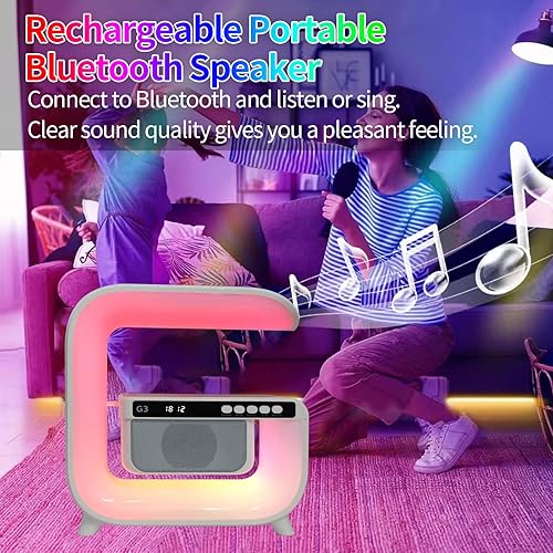 Miniatura 4 de Reloj despertador con máquina de sonido, reloj despertador amanecer, luz de despertador, altavoz Bluetooth con carga inalámbrica de luz rápida,