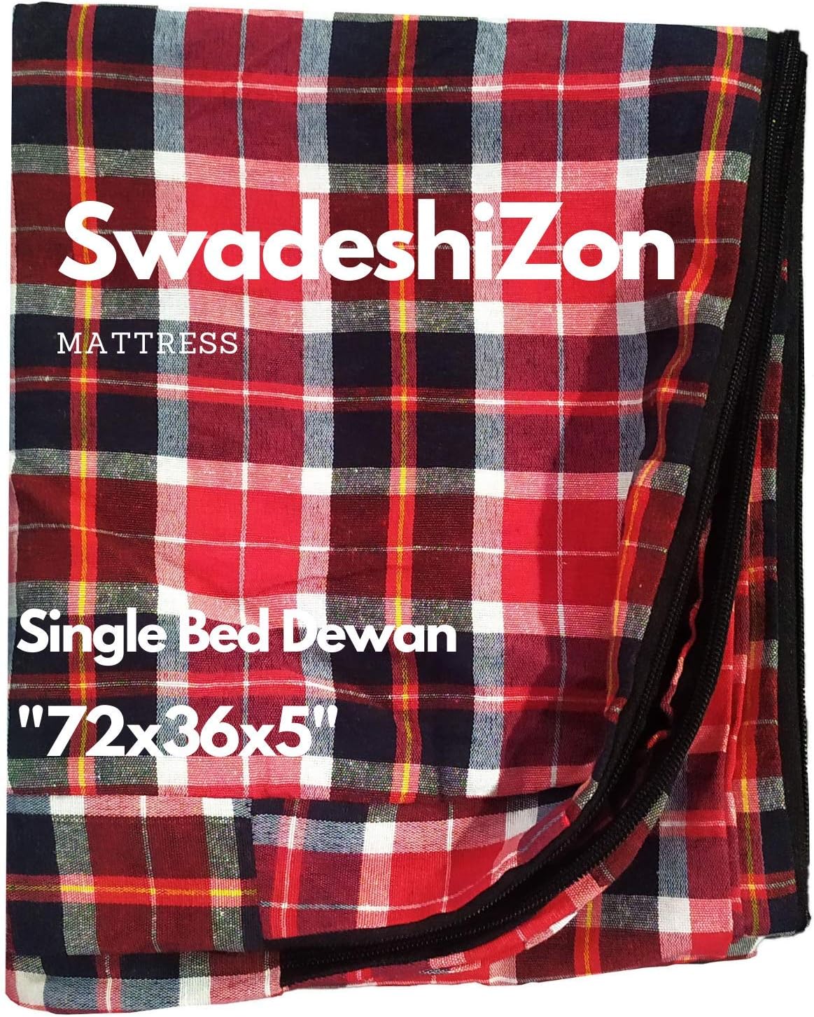 SwadeshiZon Cotton Mattress Protector/Cover with Zip/Chain | Double Bed (Multicolour, 72x36x5 inches) Combo Set of 2