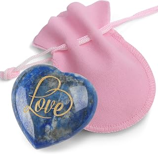 ZHIYUXI 45mm Lapis Lazuli Engraved Heart Stone Gemstones Heart Crystal Gifts for Women Polished Blue Lapis Lazuli Stones Gem Meditation Spiritual Healing Gifts for Men Reiki
