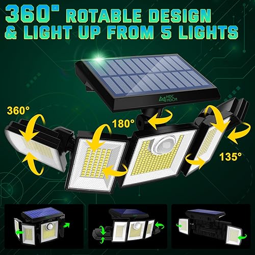 Miniatura 6 de Luces solares para exteriores, sensor de movimiento impermeable, 416 LED, 3000 lúmenes, súper brillante, 3 modos de brillo, 3 modos, 2400 mAh,