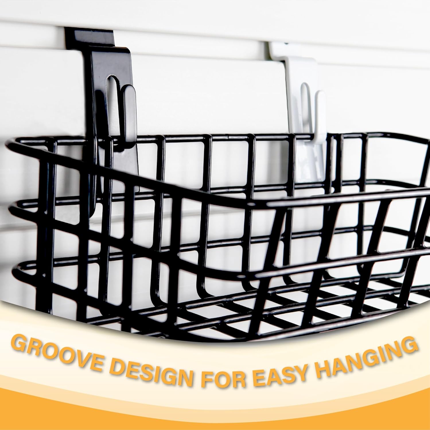 Black 24-PC Slatwall Utility Notch Hangers, Powder-Coated, Slat Wall Hanging Hooks, Slatwall Accessories, Display Hooks for Photo Frame, Painting, Arts (Black)