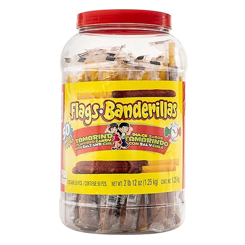 MDM FLAGS Banderillas tamarindo saborizado caramelo de azúcar suave 50pc 2lb 12oz tarro