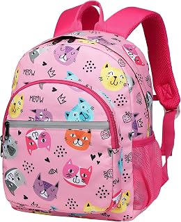 Bagseri Toddler Backpack for Girls, Lightweight Kids Backpack Daycare Bag Preschool Backpack for Girls, 12 Inch (Cat Pink)