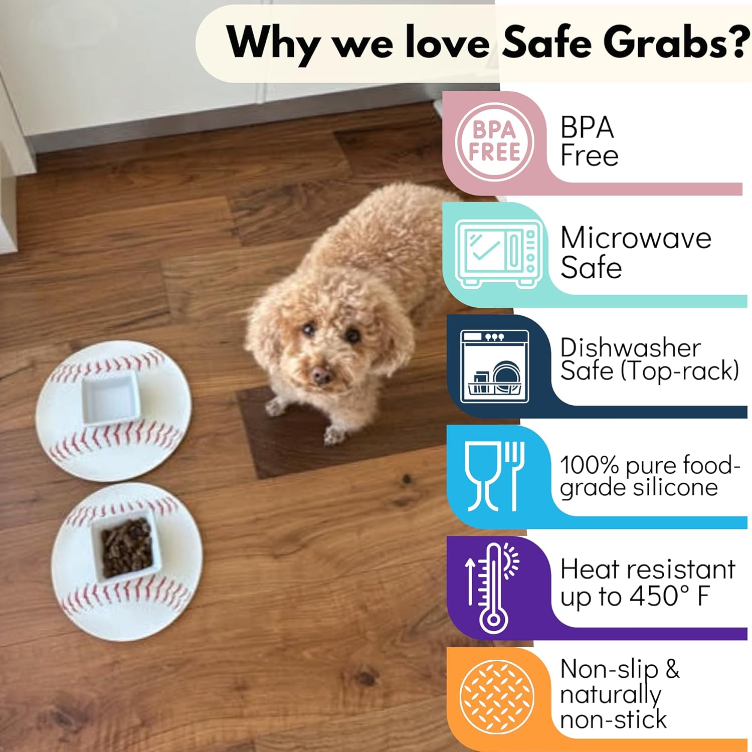 Safe Grabs: Original Microwave Mat as Seen on Shark Tank | Splatter Guard, Trivet, Hot Pad, Pot Holder, Minimize Mess (BPA Free, Heat Resistant, Dishwasher Safe), Baseball