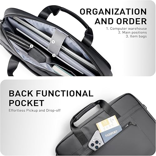Miniatura 2 de Mark Ryden - Bolsa para laptop de 15.6 pulgadas, maletines impermeables para hombres, bolsa cruzada de hombro con asa para viajes, oficina, negocios