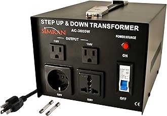 Simran AC-3000 Step Up/Down Voltage Transformer 3000 Watts Power Converter for Conversion Between 110 Volt and 220 Volts, CE Certified