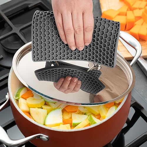 Miniatura 7 de Mrs. Anderson's Baking Salvamanteles de panal de silicona, antiadherente, antiarañazos, antideslizante, resistente al calor, gris