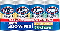 Clorox Disinfecting Wipes Variety Pack, 75 Ct Each, 4 Pack Crisp Lemon & Fresh Scent, Kills 99.9% Germs Multi-Surface