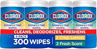 Clorox Disinfecting Wipes Variety Pack, 75 Ct Each, 4 Pack Crisp Lemon & Fresh Scent, Kills 99.9% Germs Multi-Surface