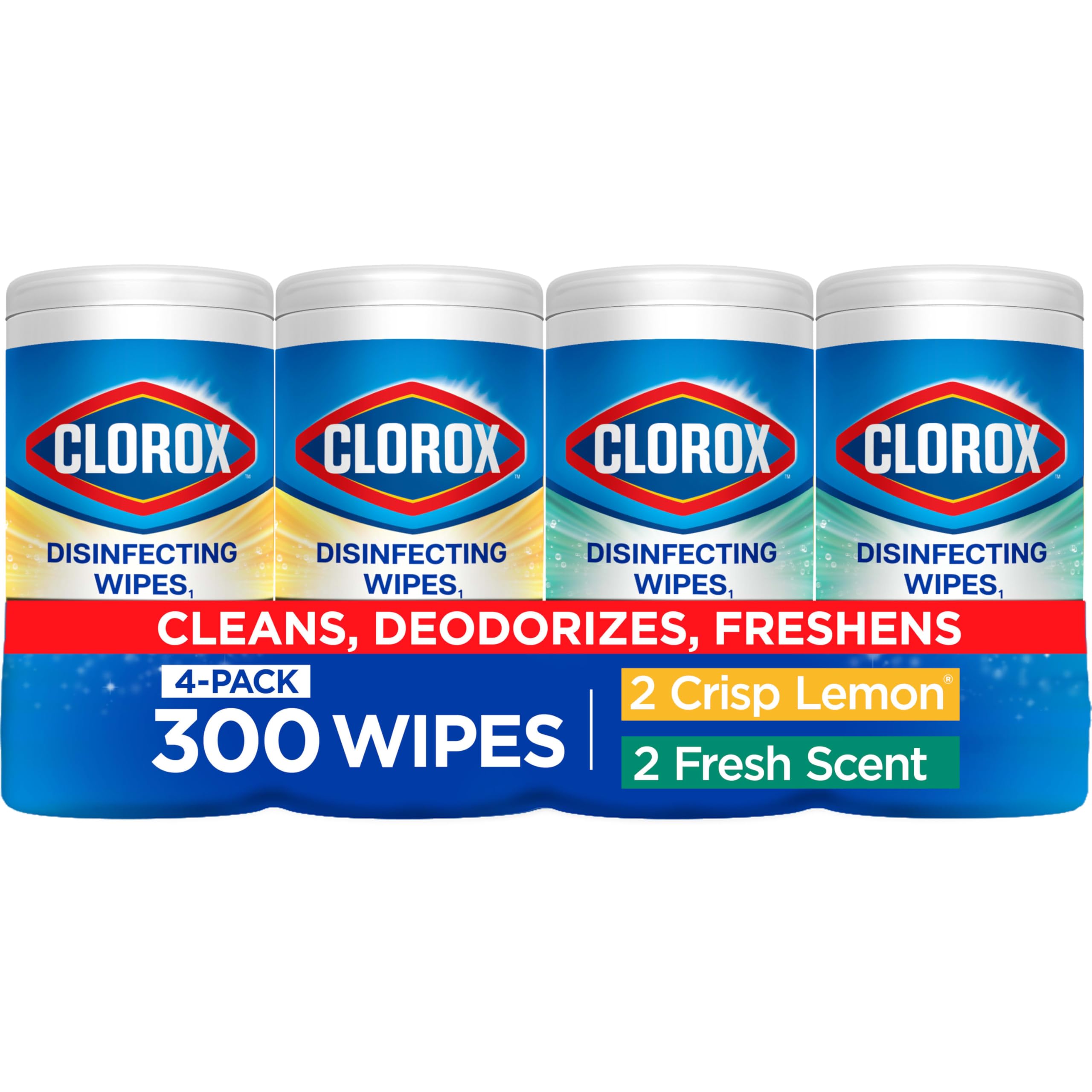 Clorox Disinfecting Cleaning Wipes Variety Pack, 75 Count Each, Pack of 4 (Package May Vary)