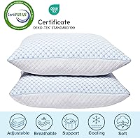 Vista 7 de XWZO Juego de 2 almohadas de enfriamiento tamaño Queen, almohadas de espuma viscoelástica trituradas, almohadas de gel ajustables para dormir