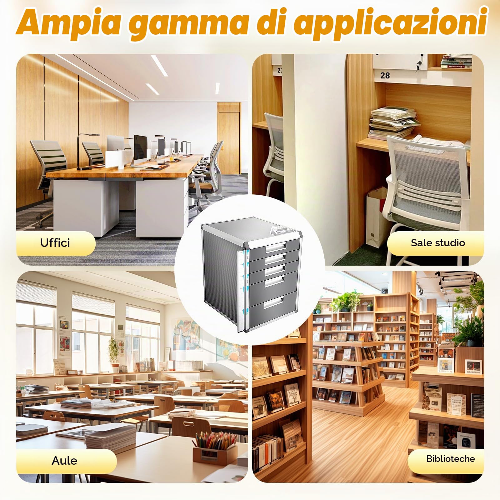 Scatola portaoggetti con serratura in metallo a 5 scomparti, contenitore per documenti, 5 scomparti in lega di alluminio, robusta e stabile scatola in lega di alluminio