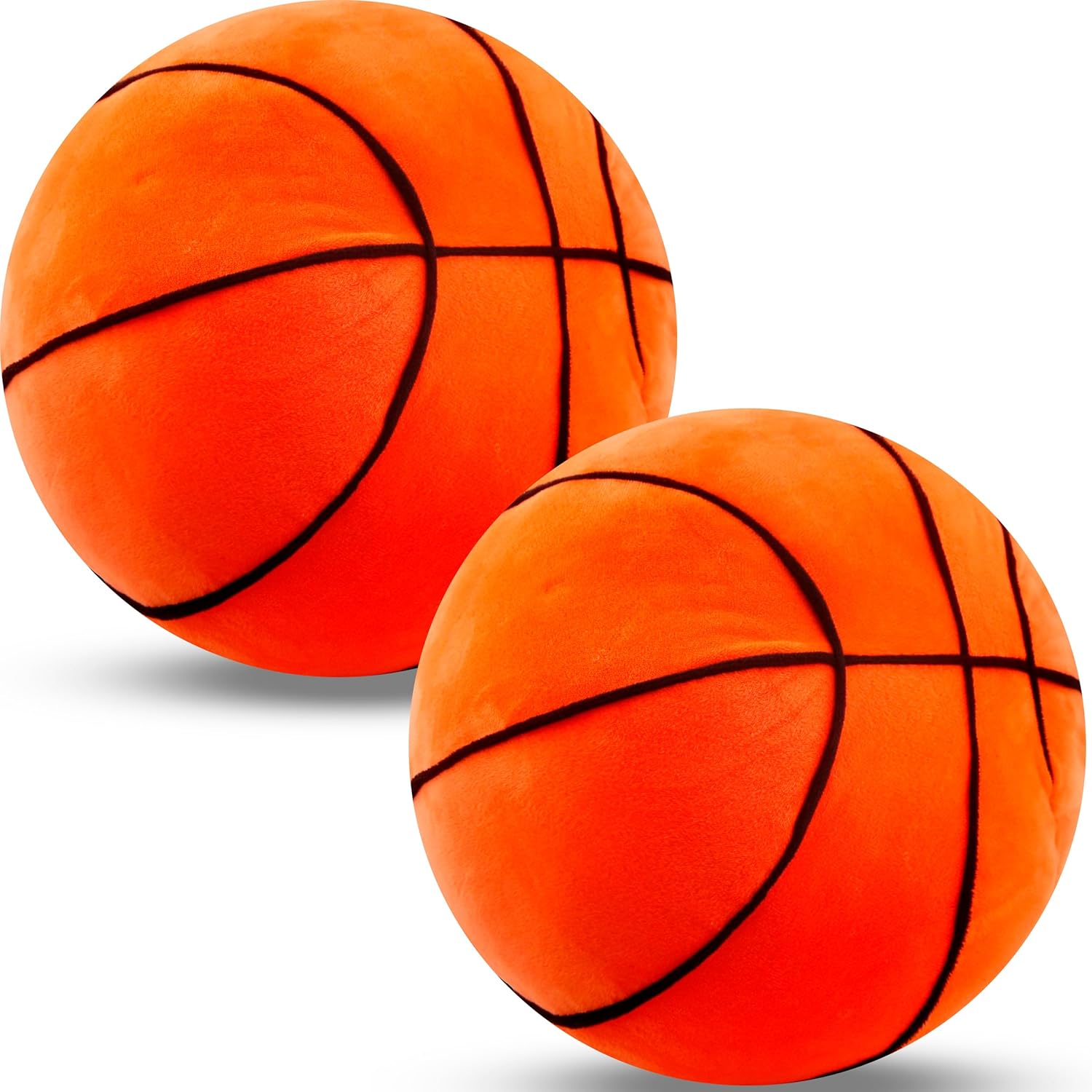2 Pcs 12 Inch Plush Basketball Pillow Soft Stuffed Basketball Throw Pillows Fluffy Sports Throw Pillows Cushions for Home Room Bedroom Sofa Birthday Supply