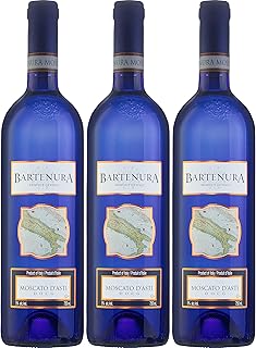Vino Blanco Espumoso Bartenura Moscato D´Asti Botella Azul Kosher 750Ml 5% de Graduación Alcohólica (Pack de 3).