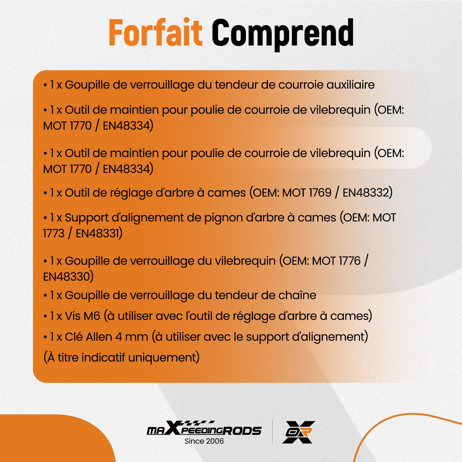 maXpeedingrods Outils Calage Kit Calage Moteur pour Nissan Primaster Qashqai pour Renault Megane 2.0 DCI M9R 670 780 782 830, pour Opel MOT 1770 EN-48334 EN-48330 Outils de courroie de distribution