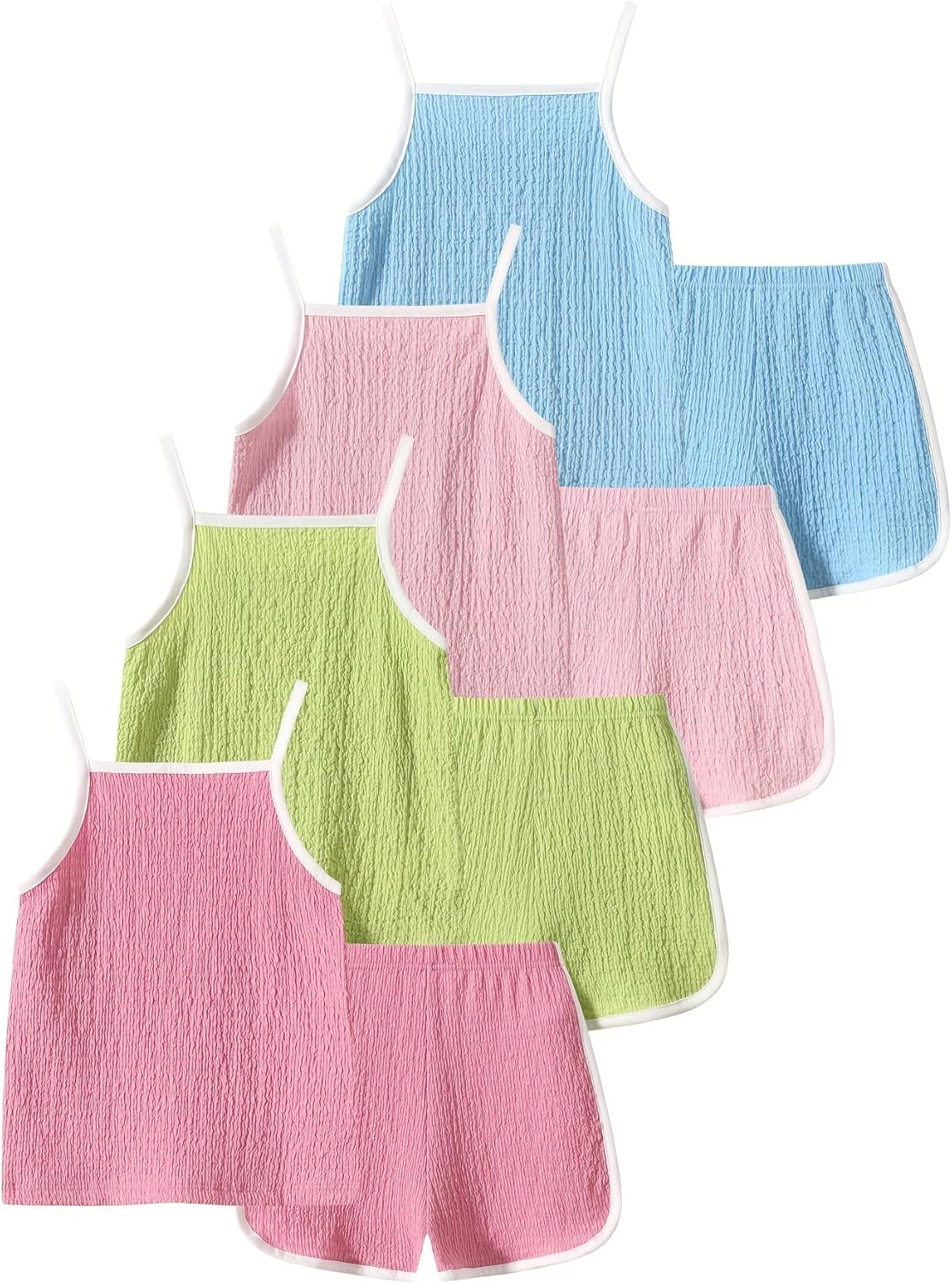 Girls Summer Clothes 4 Piece Cute Outfits Cami Tank Top and Dolphin Shorts Sets for Kid Casual, Dance, Beach - Image 2