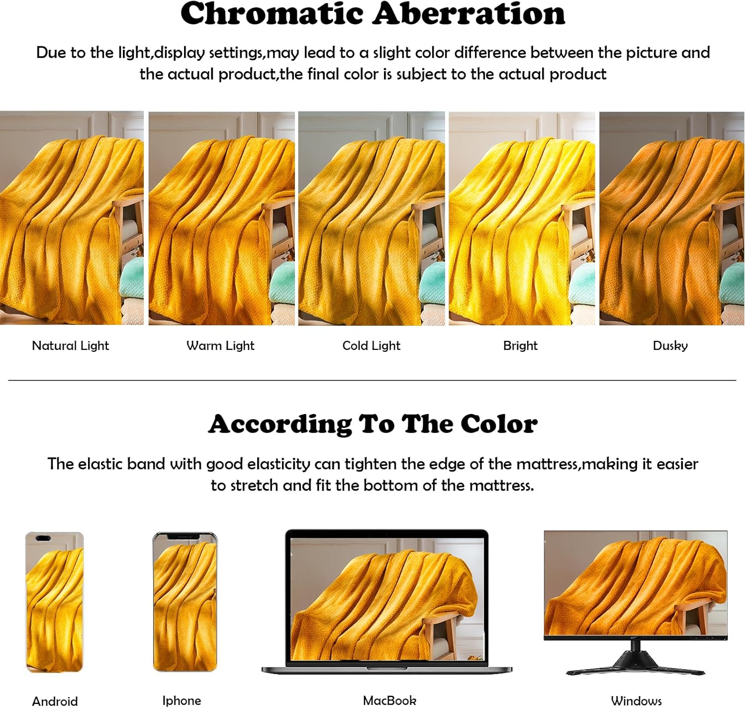 NEWCOSPLAY Super Soft Throw Blanket Mustard Yellow Premium Silky Flannel Fleece Leaves Pattern Lightweight Bed Blanket All Season Use (Mustard Yellow, Throw(50"x60")) - Image 6