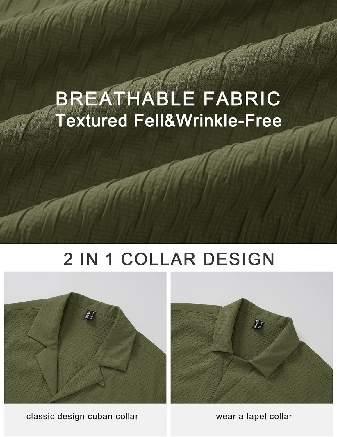 Cotrasen Men's Casual Short Sleeve Button Down Shirt Cuban Textured Summer Beach Shirts - Image 6