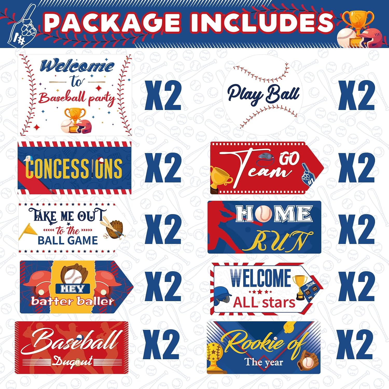 Hooqict 20 Pieces Baseball Party Sign Baseball Party Decorations Welcome to Baseball Party Directional Signs for Sports Themed Birthday Party Decorations Baseball Concession Stand Party Supplies image 2