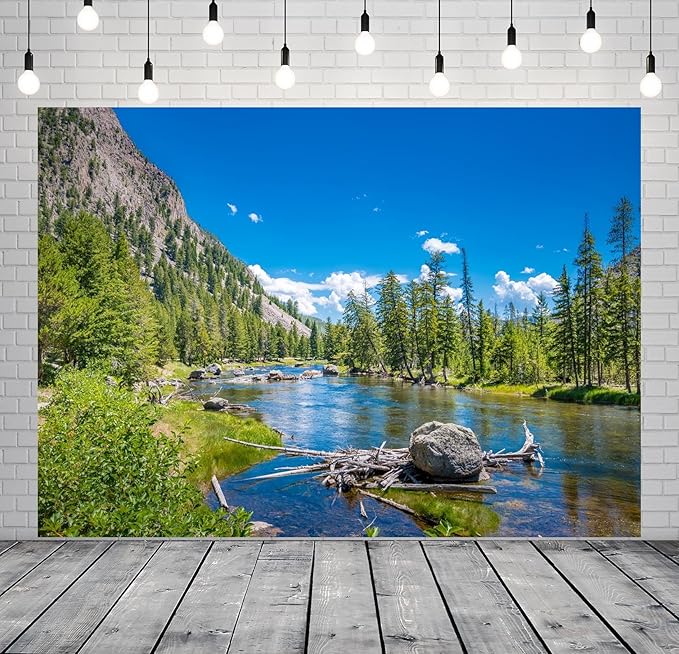 BELECO Fondo Fotográfico de Tela 8x6ft Lago Montaña miniatura 2