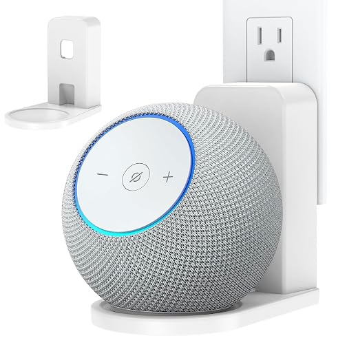 HomeMount Wall Mount for Dot Max & Nest Mini, Plug-in (White, 1 Mount)