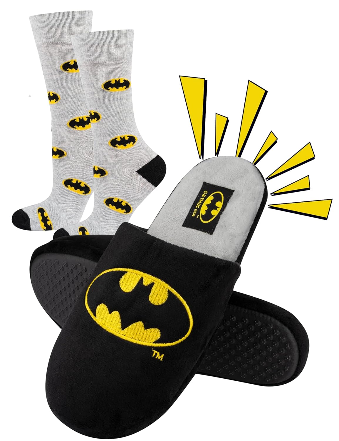 DC Comics The Batman Men's Novelty Indoor Slippers Gift Idea 3 Sizes
