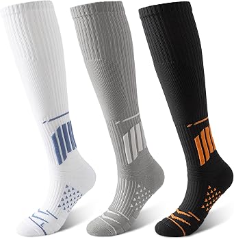 ZASFOU Soccer Socks Knee High Socks Compression Socks for Men Women Youth | 3 Pack Men Women Athletic Socks Baseball Football Soccer Socks Compression Socks Sports Socks Gifts for Men Women