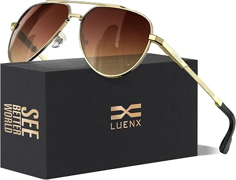 Luenx Aviator Polarized Sunglasses Men Women Classic UV400 Driving
