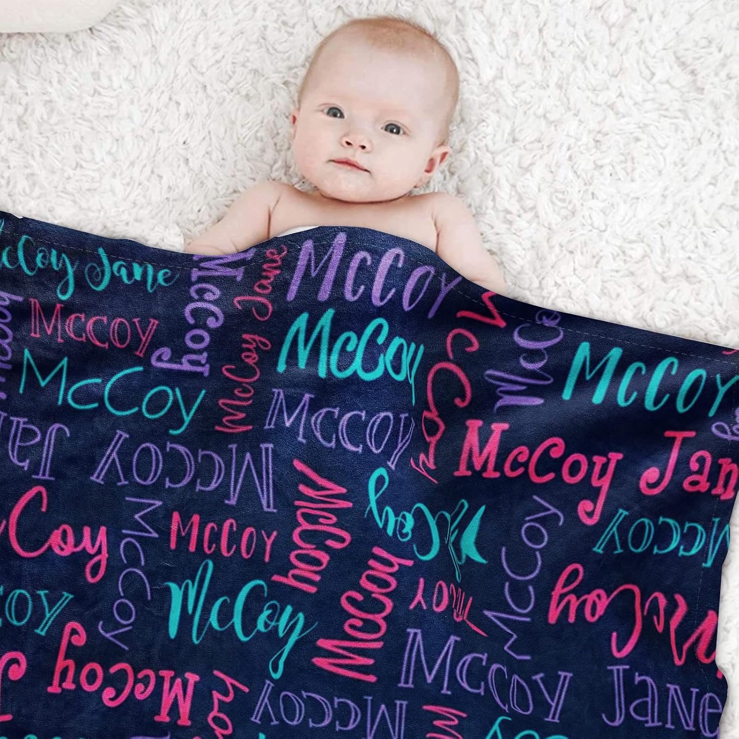 Ship Next Day, Personalized Baby Blankets for Baby Boys Girls, Kids Custom Name Blanket for Newborn Toddler Teen Adult, Monogram Daycare Receiving Throw Moms Gifts(40"x50") Dark Purple