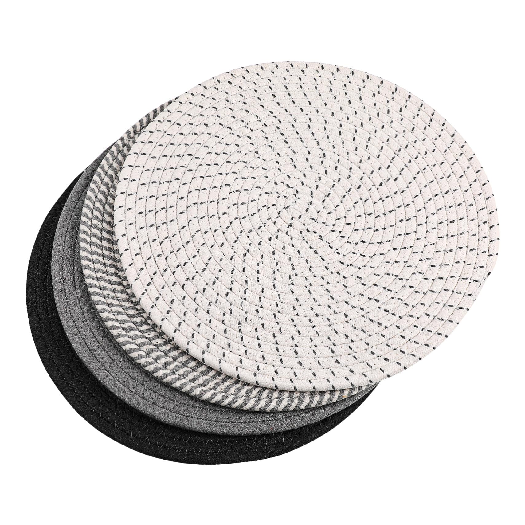 Amazon｜CATIEBYE 4個編み込みプレースマット 丸型 テーブルマット