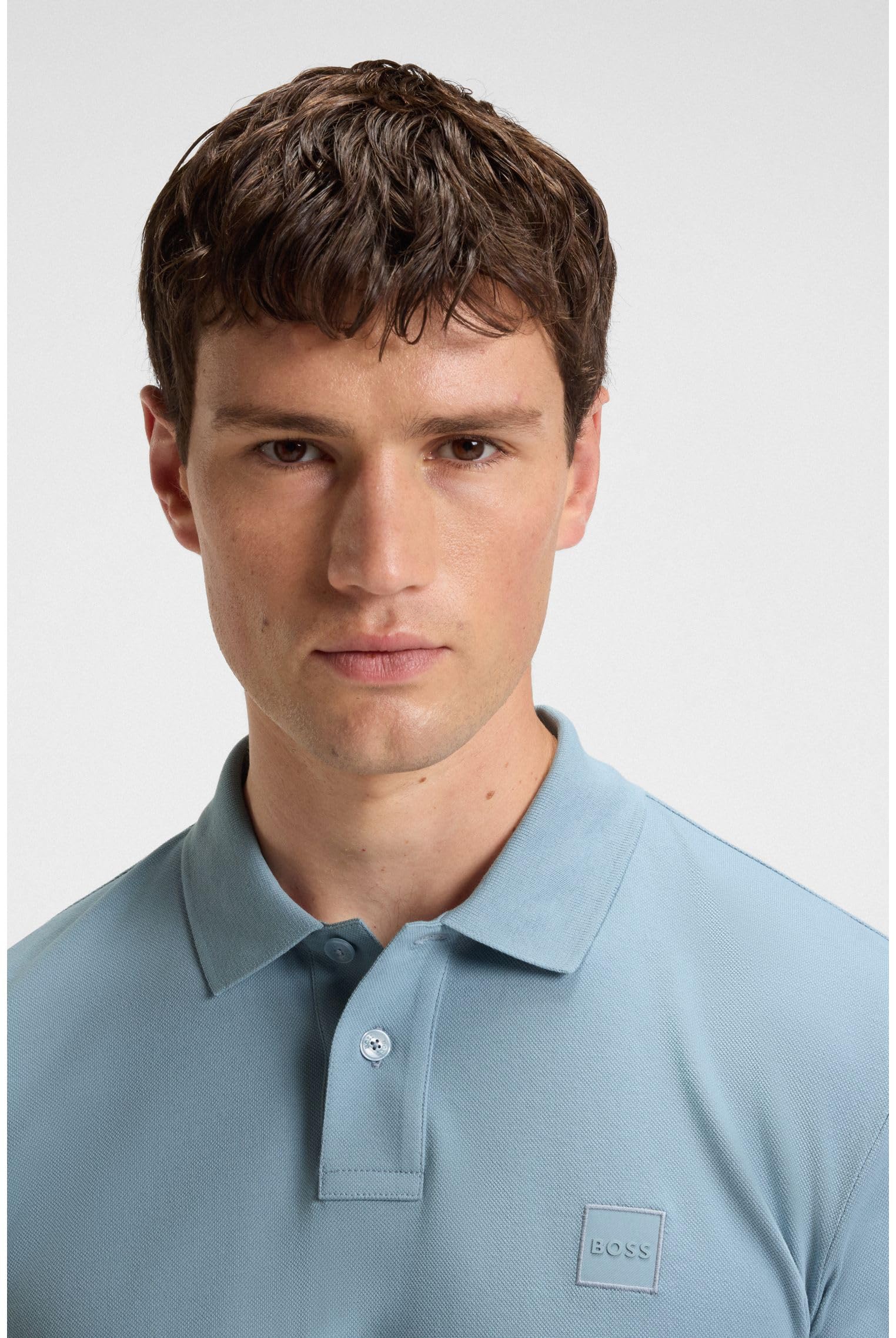 BOSS Herren Pirol Longsleeve-Poloshirt aus Interlock-Baumwolle mit tonalem Logo