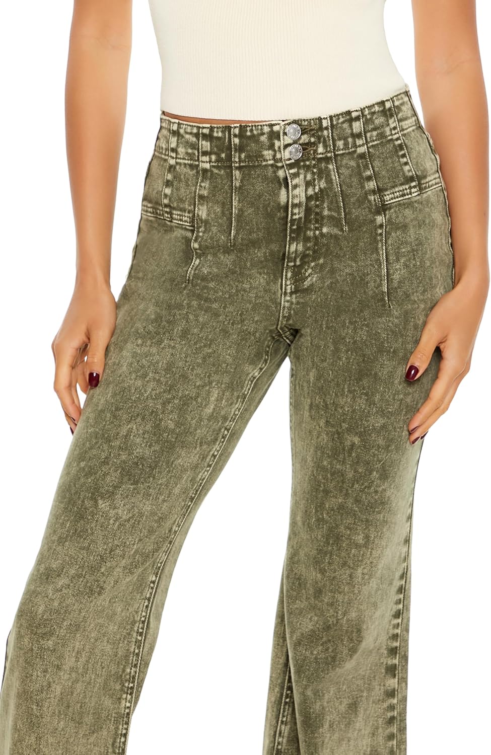 Forever 21 Womens Acid Wash Twill Flare Pants - Image 5