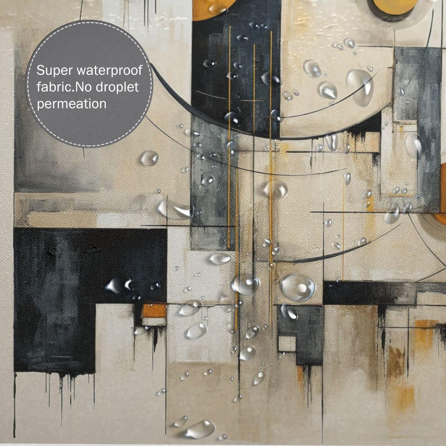 Oil Painting Abstract Shower Curtain for Bathroom, Brown Black Grey White Beige Boho Shower Curtain Set, Luxury Fabric Modern Waterproof Bathroom Decor with 12 Hooks 72x72in YLATY10881