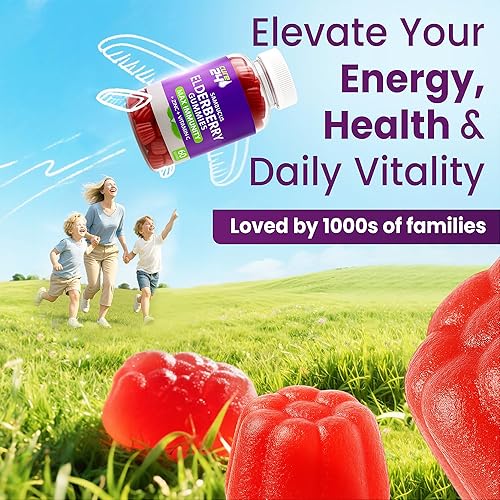 Miniatura 6 de Sambucus - Gomitas de saúco + vitamina C + zinc para niños y adultos, apoyo inmunológico X3, sabores naturales + ingredientes, veganas, sin OMG,