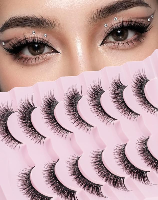 Cílios postiços estilo Fox Eye A03 Lulukerme, efeito 3D, 7 pares