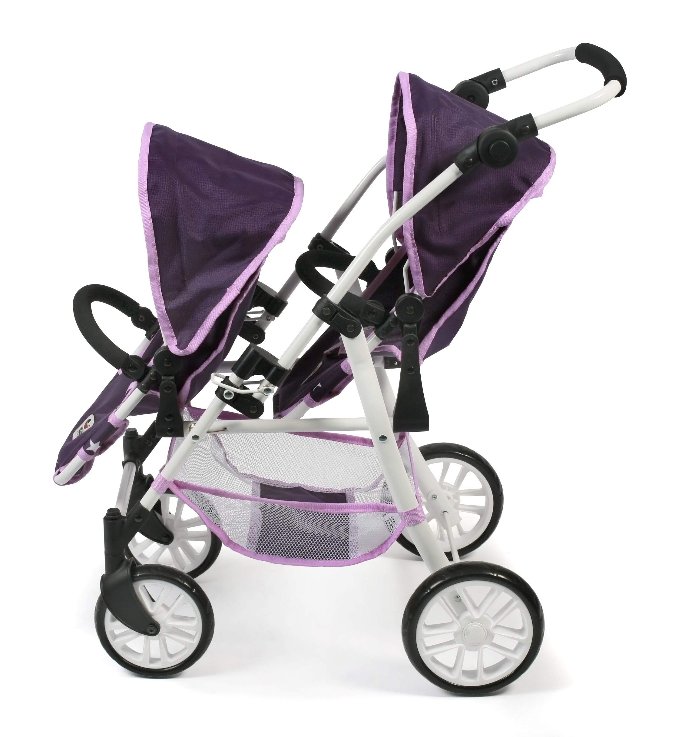 Bayer Chic 2000 691-71 Tandem-Buggy Twinny, wózek do lalek do 50 cm, gwiazdy fioletowe